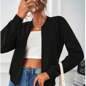 Woman SHEIN Slant Pockets Zip Up Bomber Jacket Size Medium